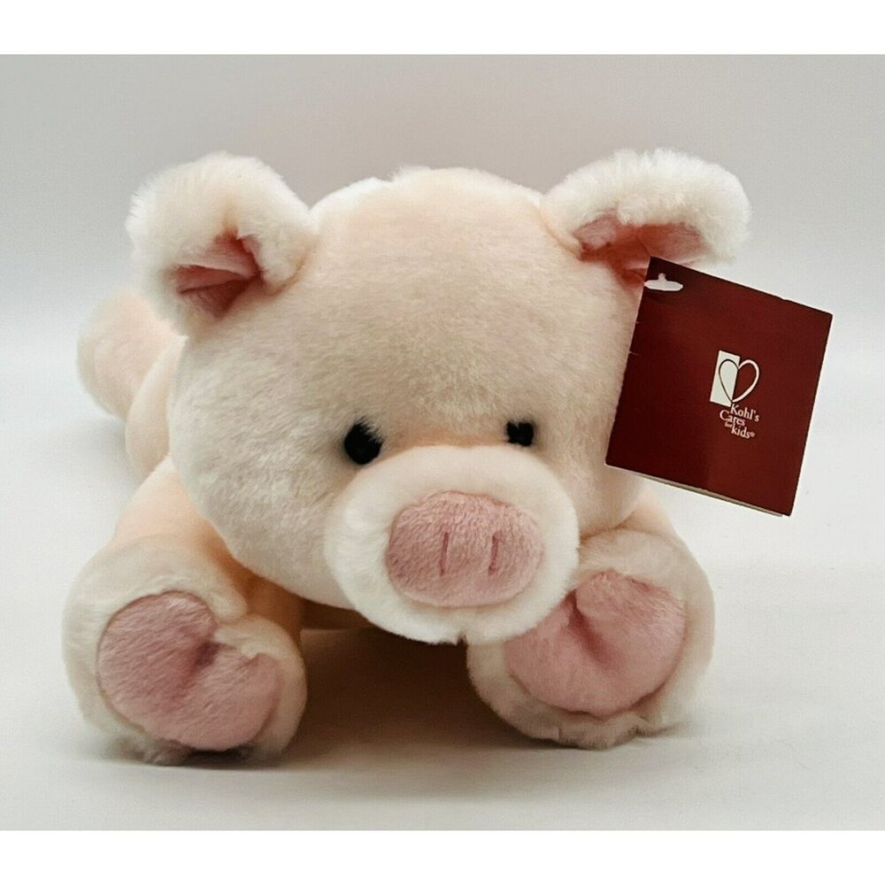 Kohls Cares Pink Pig Plush Lying‎ Down Stuffed Animal Toy Tags 12" HTF